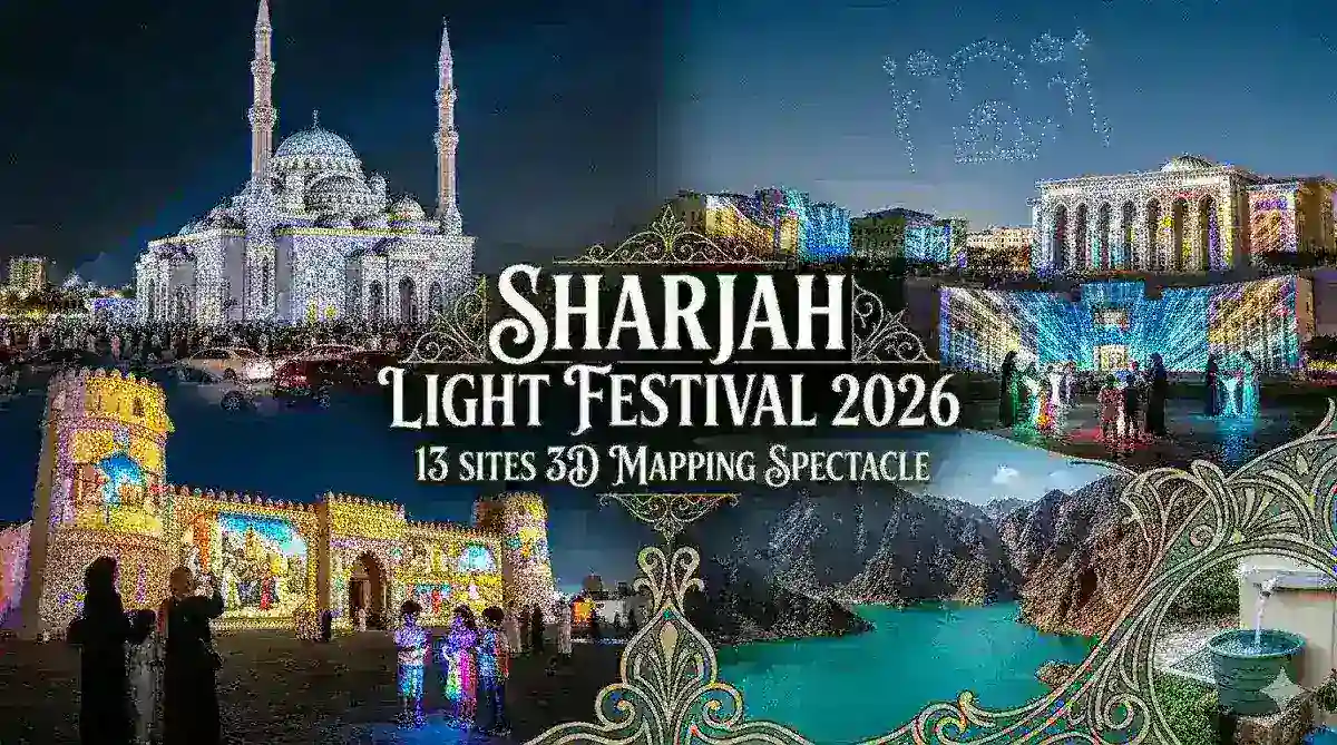Sharjah Light Festival 2026: Full guide to the February 3D-mapped spectacle across 13 sites.