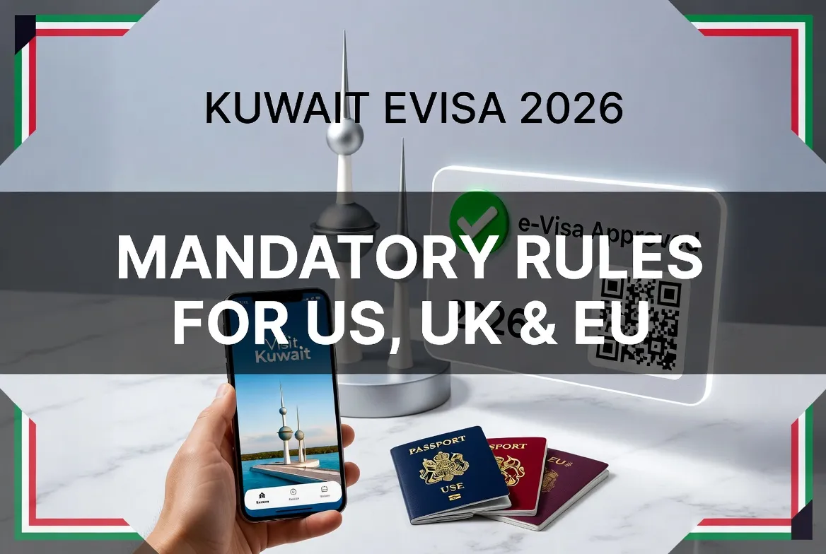 The Kuwait eVisa 2026 Guide: Mandatory rules for US, UK, and EU citizens.
