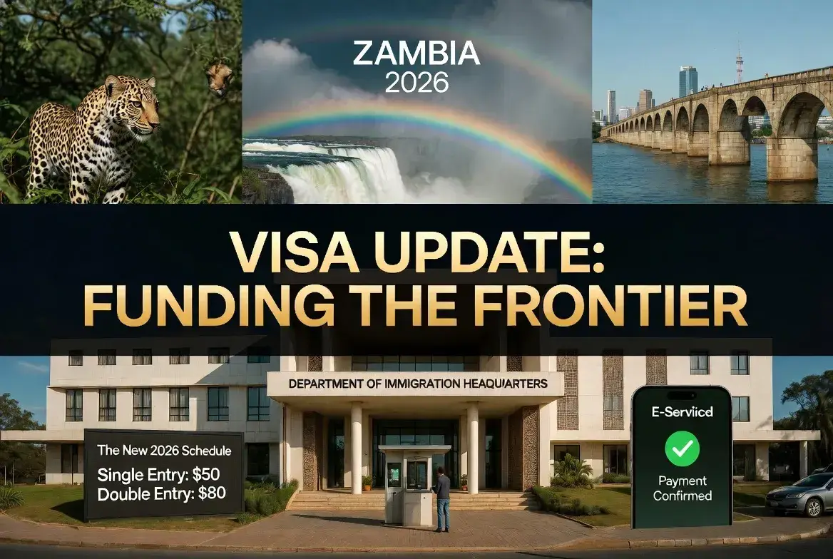 Zambia Visa Fee Update 2026: Why the single-entry fee doubled to $50 on Jan 1.